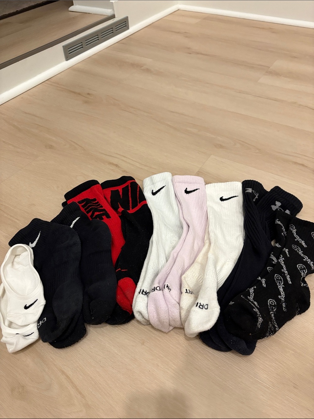 Nike Mixed Athletic Crew & No-Show Socks in Black, White, Red, Pink